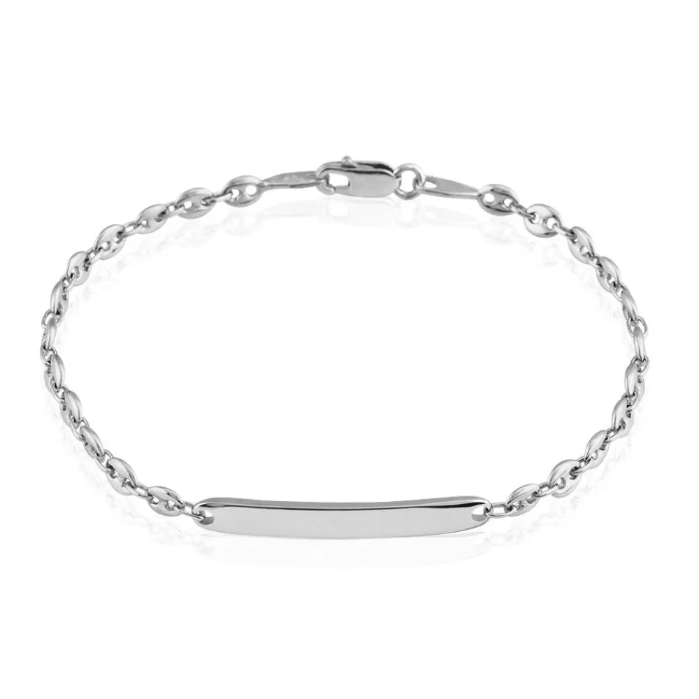 Marc Orian Gourmettes Argent|Bracelets Argent > Bracelet Identité Caroline Maille Grain De Cafe Argent Blanc