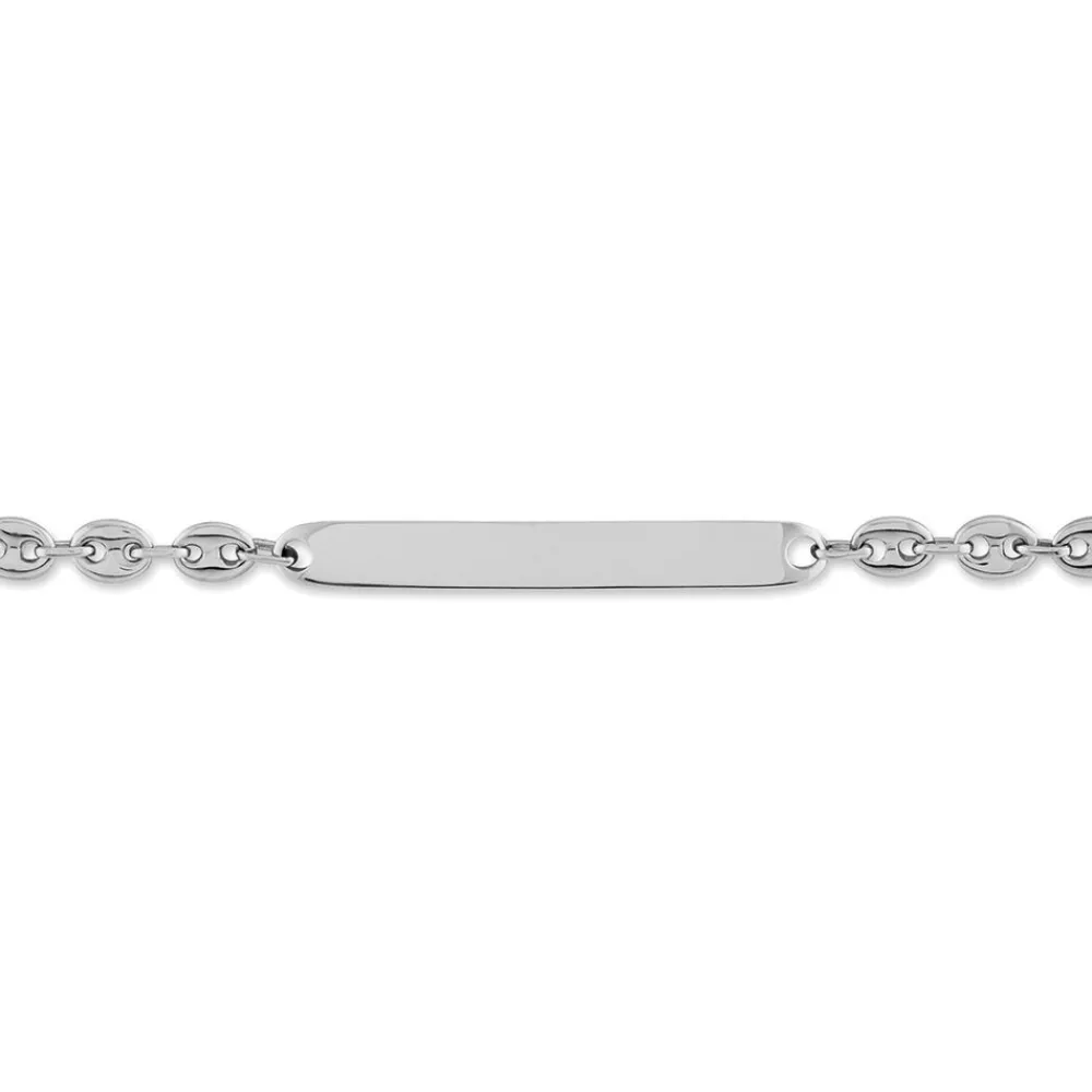Marc Orian Gourmettes Argent|Bracelets Argent > Bracelet Identité Caroline Maille Grain De Cafe Argent Blanc