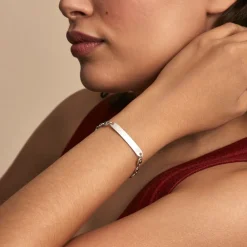 Marc Orian Gourmettes Argent|Gourmettes > Bracelet Identité Carrus Argent Blanc