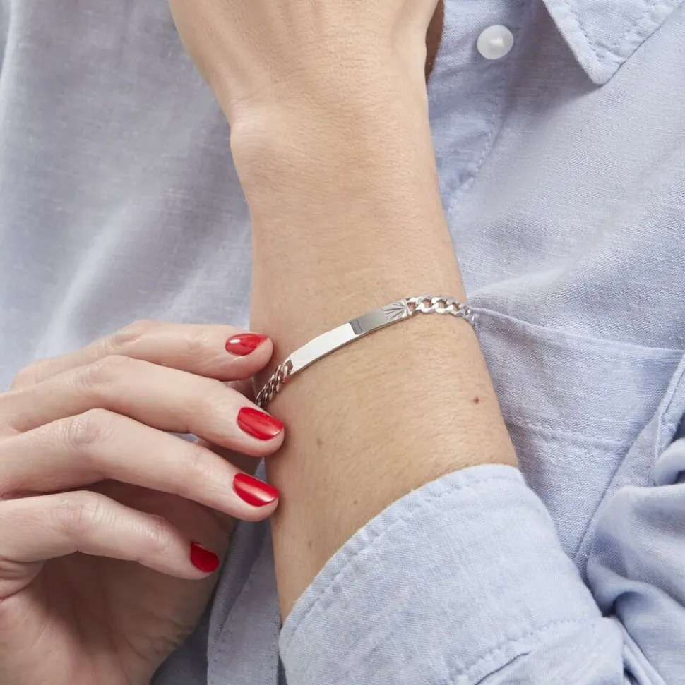 Bracelet Identité Casper Argent Blanc