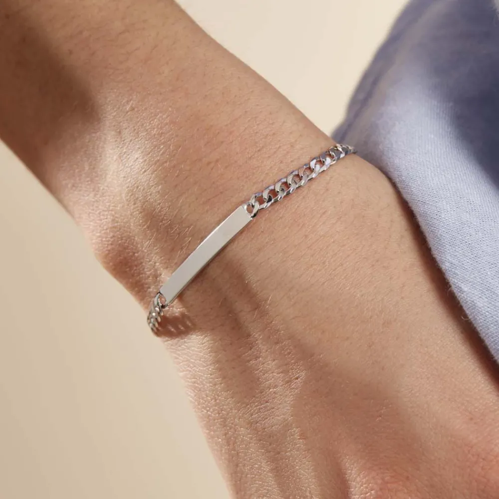 Marc Orian Gourmettes Argent|Bracelets Argent > Bracelet Identité Casper Argent Blanc