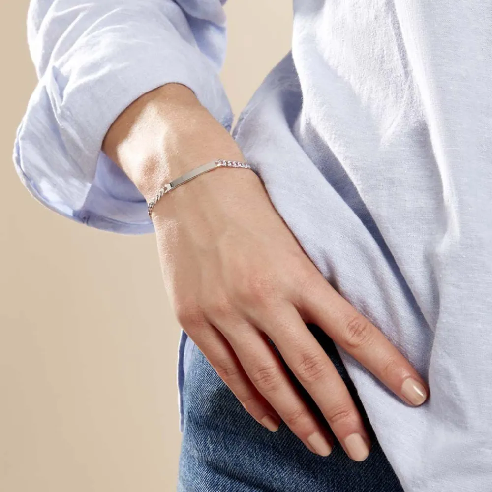 Marc Orian Gourmettes Argent|Bracelets Argent > Bracelet Identité Casper Argent Blanc