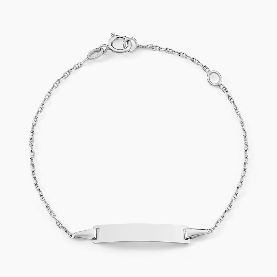 Bracelet Identité Esta Maille Forçat Or Blanc