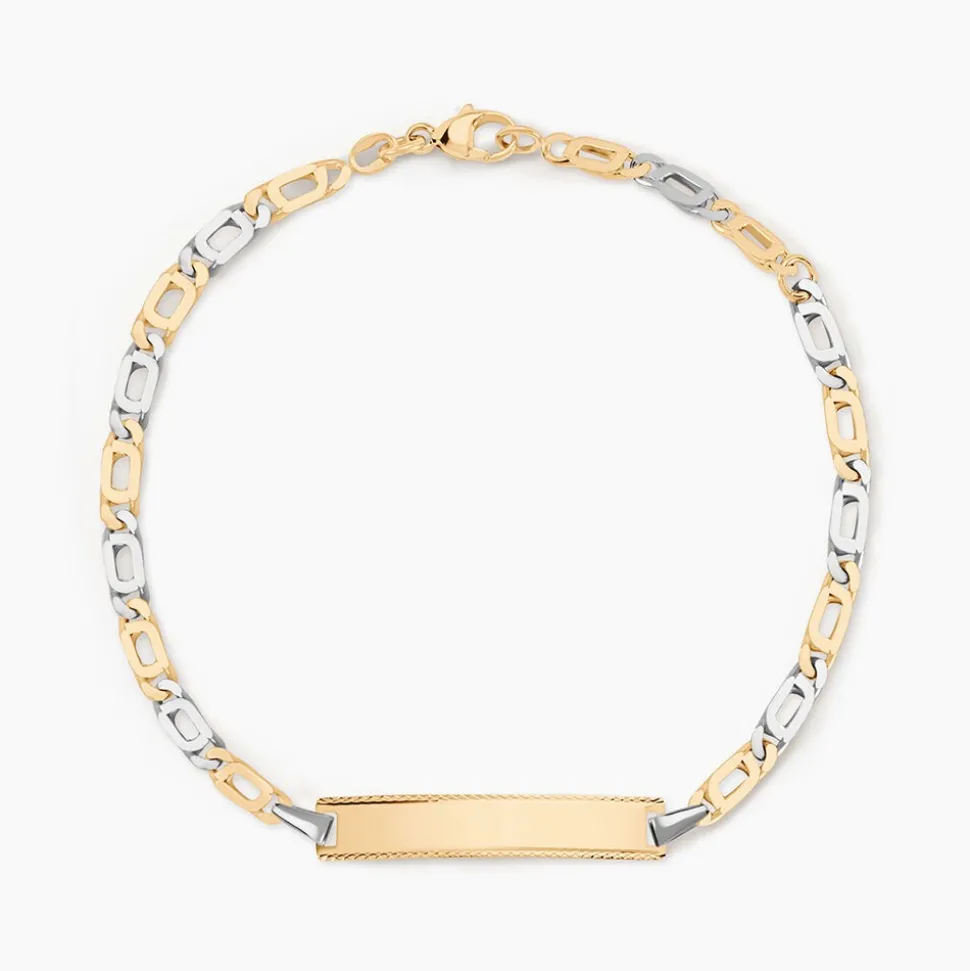 Bracelet Identité Fanelia Maille Marine Or Bicolore