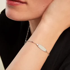Marc Orian Gourmettes Argent|Gourmettes > Bracelet Identité Myline Argent Blanc