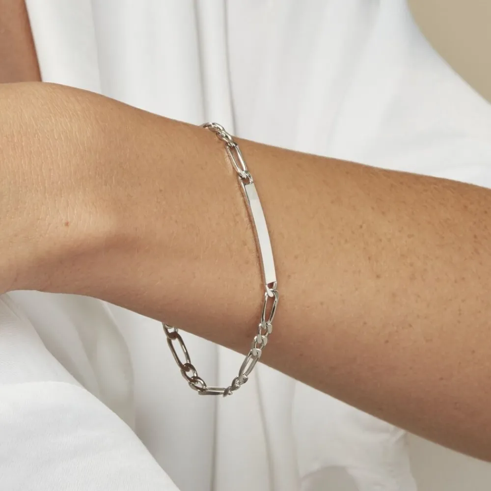 Marc Orian Gourmettes Argent|Gourmettes > Bracelet Identité Vila Argent Blanc