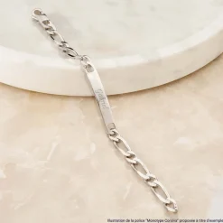 Marc Orian Gourmettes Argent|Bracelets Homme > Bracelet Identité Vila Maille Alternee 1/2 Argent Blanc