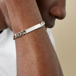 Marc Orian Gourmettes Argent|Bracelets Homme > Bracelet Identité Vivian Argent Blanc