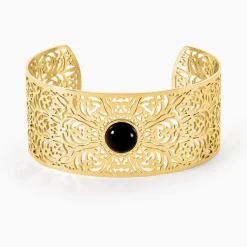 Marc Orian Bracelets Acier Inoxydable|Bracelets Joncs > Bracelet Jonc Acier Doré Maurits Agate