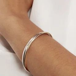 Marc Orian Bracelets Or|Bracelets Joncs > Bracelet Jonc Catalin 2 Fils Flexibles Or Bicolore