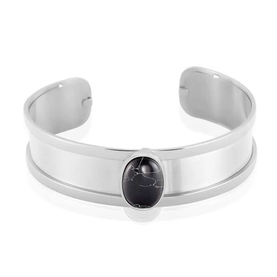Bracelet Jonc Eline Acier Blanc Pierre De Synthese