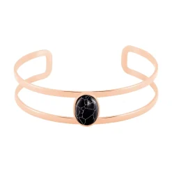 Bracelet Jonc Eline Acier Rose Pierre De Synthese