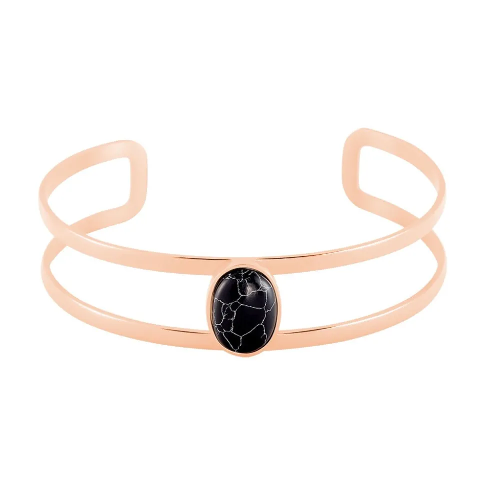 Bracelet Jonc Eline Acier Rose Pierre De Synthese