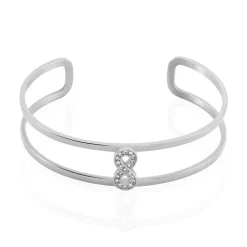 IMAGINE Bracelets Acier Inoxydable|Bracelets Joncs > Bracelet Jonc Agnes Acier Blanc Cristal