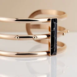 IMAGINE Bracelets Acier Inoxydable|Bracelets Joncs > Bracelet Jonc Medina Acier Rose Pierre De Synthese