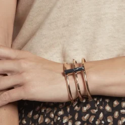 IMAGINE Bracelets Acier Inoxydable|Bracelets Joncs > Bracelet Jonc Medina Acier Rose Pierre De Synthese