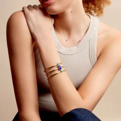 Bracelet Jonc Melissane Acier Jaune Pierre De Synthese