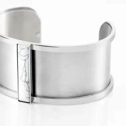 IMAGINE Bracelets Acier Inoxydable|Bracelets Joncs > Bracelet Jonc Melvyna Acier Blanc Pierre De Synthese