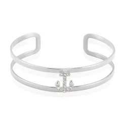 IMAGINE Bracelets Acier Inoxydable|Bracelets Joncs > Bracelet Jonc Meysa Acier Blanc Strass