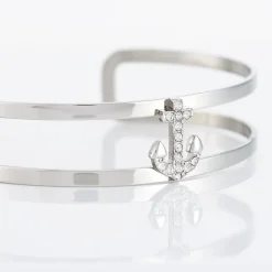 IMAGINE Bracelets Acier Inoxydable|Bracelets Joncs > Bracelet Jonc Meysa Acier Blanc Strass