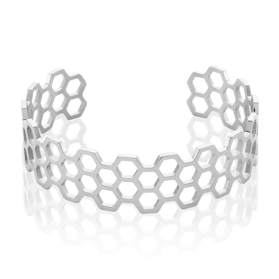 Bracelet Jonc Ouvert Acier Blanc Buglose