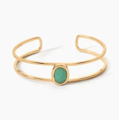 Bracelet Jonc Veina Plaqué Or Jaune Aventurine