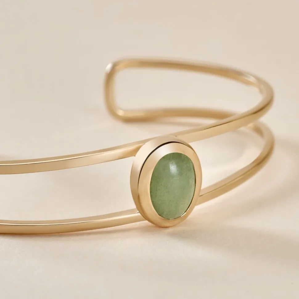 Bracelet Jonc Veina Plaqué Or Jaune Aventurine