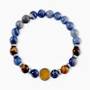JOURDAN Bracelets Homme|Bracelets Quartz > Bracelet Archimedes Acier Argenté Oeil De Tigre Sodalite