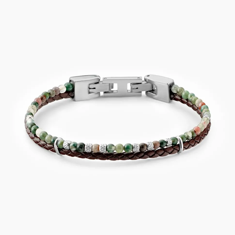 Bracelet Jourdan Cuir De Vache Noir Agate