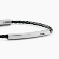 Bracelet Jourdan Cuir De Vache Noir Diamant Synthétique
