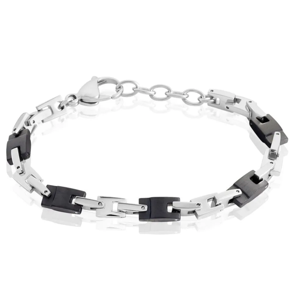 Bracelet Jourdan Homme Black Beal Acier Argente