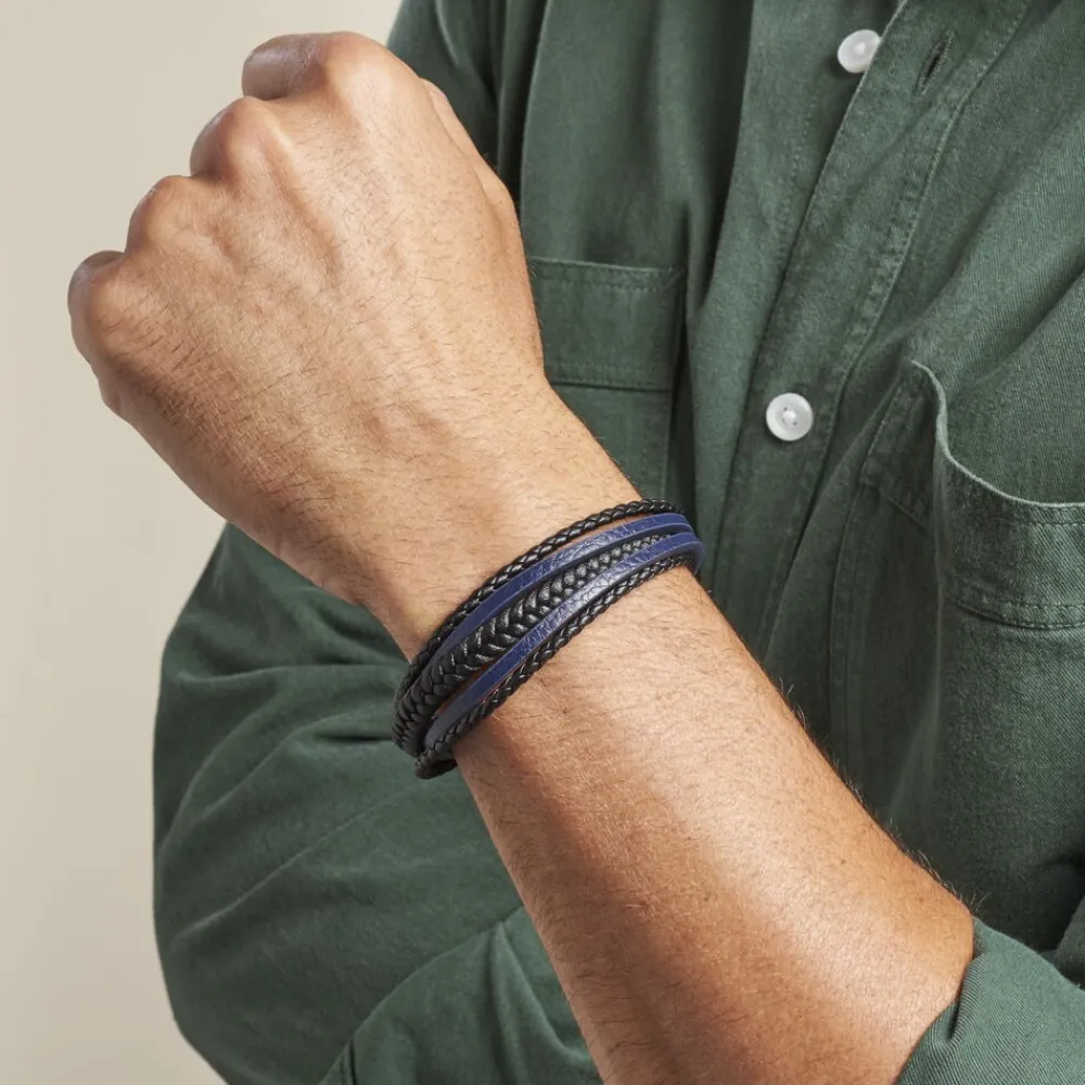 JOURDAN Bracelets Cuir|Bracelets Homme > Bracelet Homme Byron Acier Argente