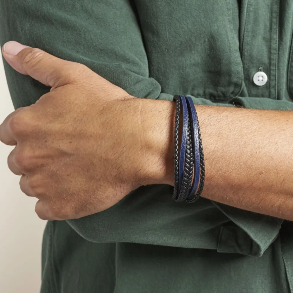 JOURDAN Bracelets Cuir|Bracelets Homme > Bracelet Homme Byron Acier Argente