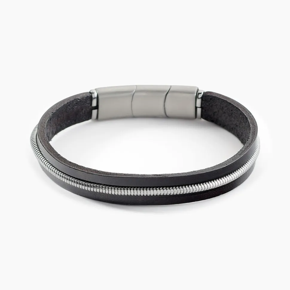 Bracelet Jourdan Rodney Cuir Noir