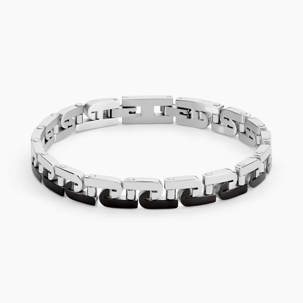 JOURDAN Bracelets Homme|Bracelets Acier Inoxydable > Bracelet Wild Acier Blanc Et Noir