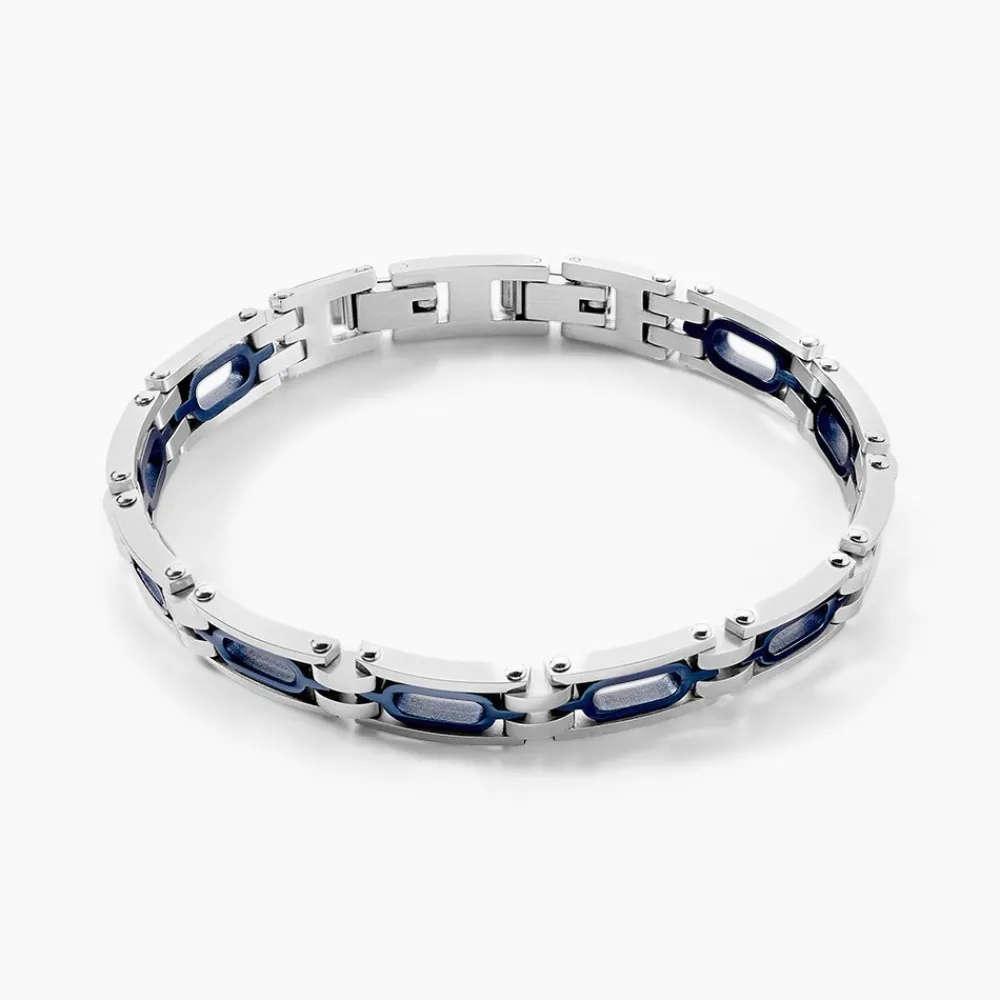 JOURDAN Bracelets Homme|Bracelets Acier Inoxydable > Bracelet Wild Acier Blanc Et Bleu