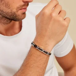 JOURDAN Bracelets Homme|Bracelets Acier Inoxydable > Bracelet Wild Acier Blanc Et Bleu