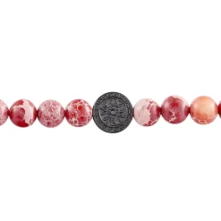 JOURDAN Bracelets Homme|Bracelets Quartz > Bracelet Yasur Acier Noir Oeil De Tigre Pierre De Lave acier noir oeil de tigre rouge