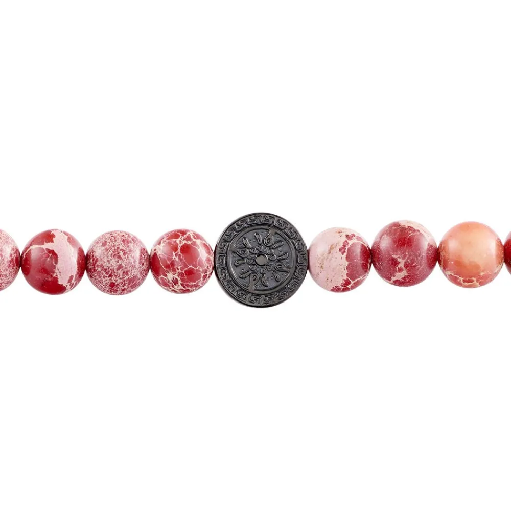 JOURDAN Bracelets Homme|Bracelets Quartz > Bracelet Yasur Acier Noir Oeil De Tigre Pierre De Lave acier noir oeil de tigre rouge