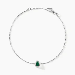 Bracelet Juliettina Or Blanc Emeraude Et Diamant