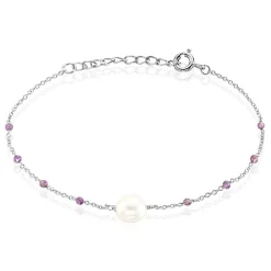 Bracelet Kerri Argent Blanc Perle De Culture Améthyste