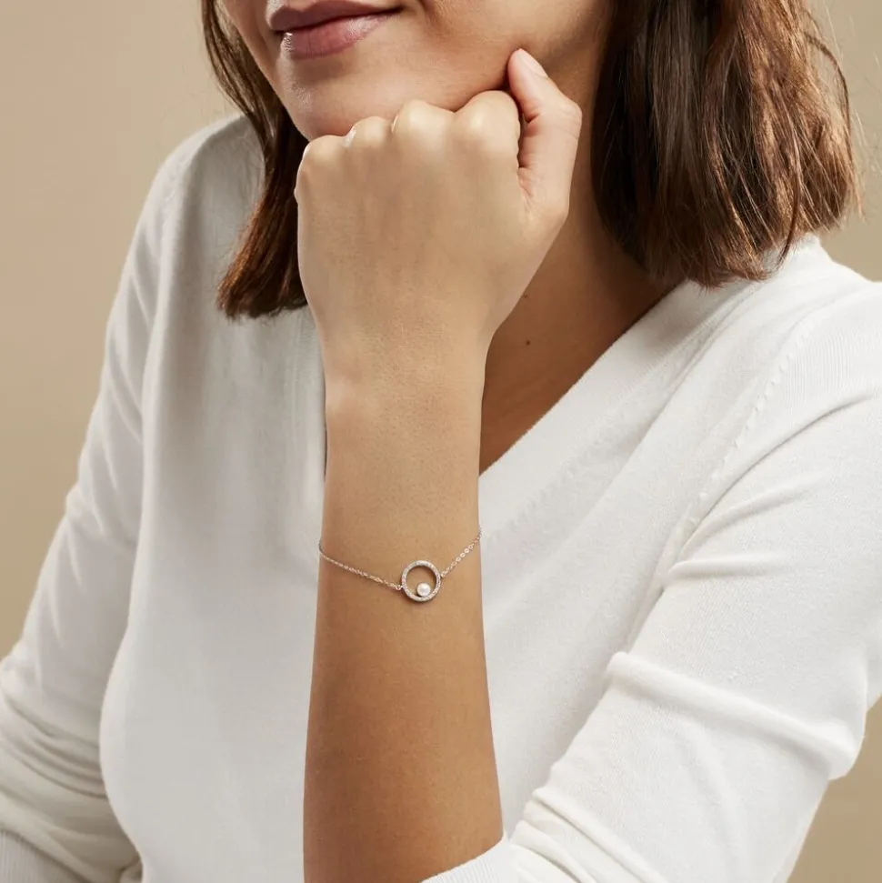 Bracelet Marthe Argent Blanc Perle De Culture Et Oxyde De Zirconium