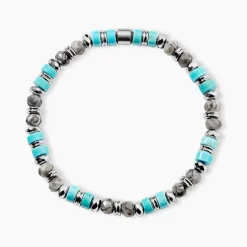 Bracelet Naturel Autres Tricolore Turquoise Hématite Jaspe Africain