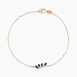 Bracelet Navette Or Jaune Saphir Diamant