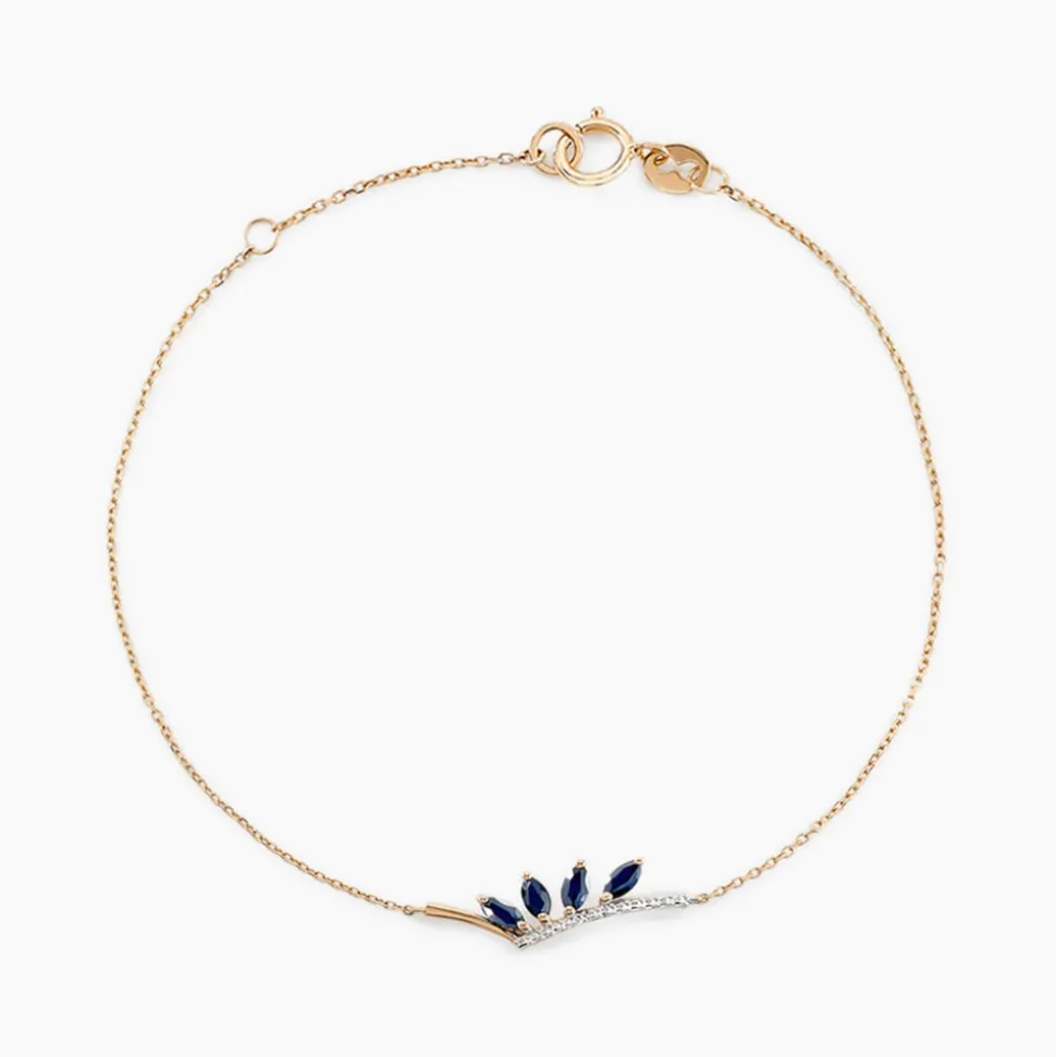 Bracelet Navette Or Jaune Saphir Diamant