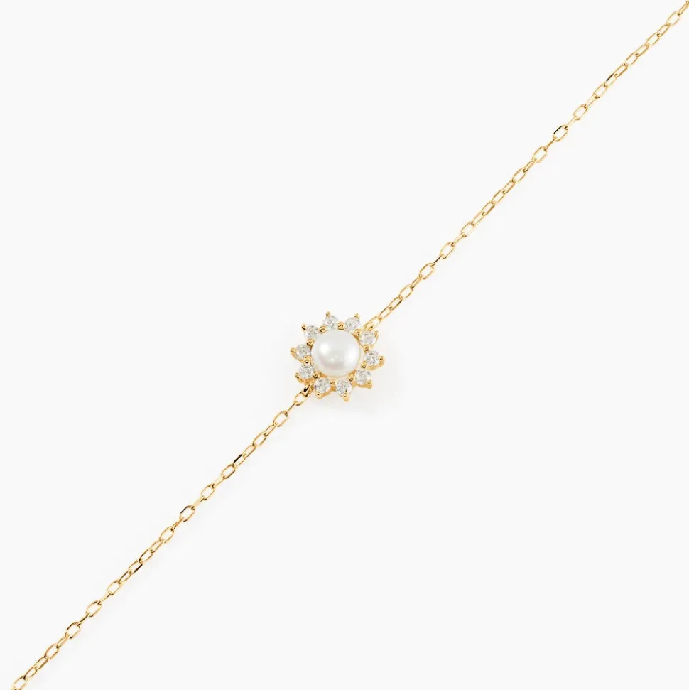 Bracelet Octavie Or Jaune Perle De Culture Oxyde De Zirconium