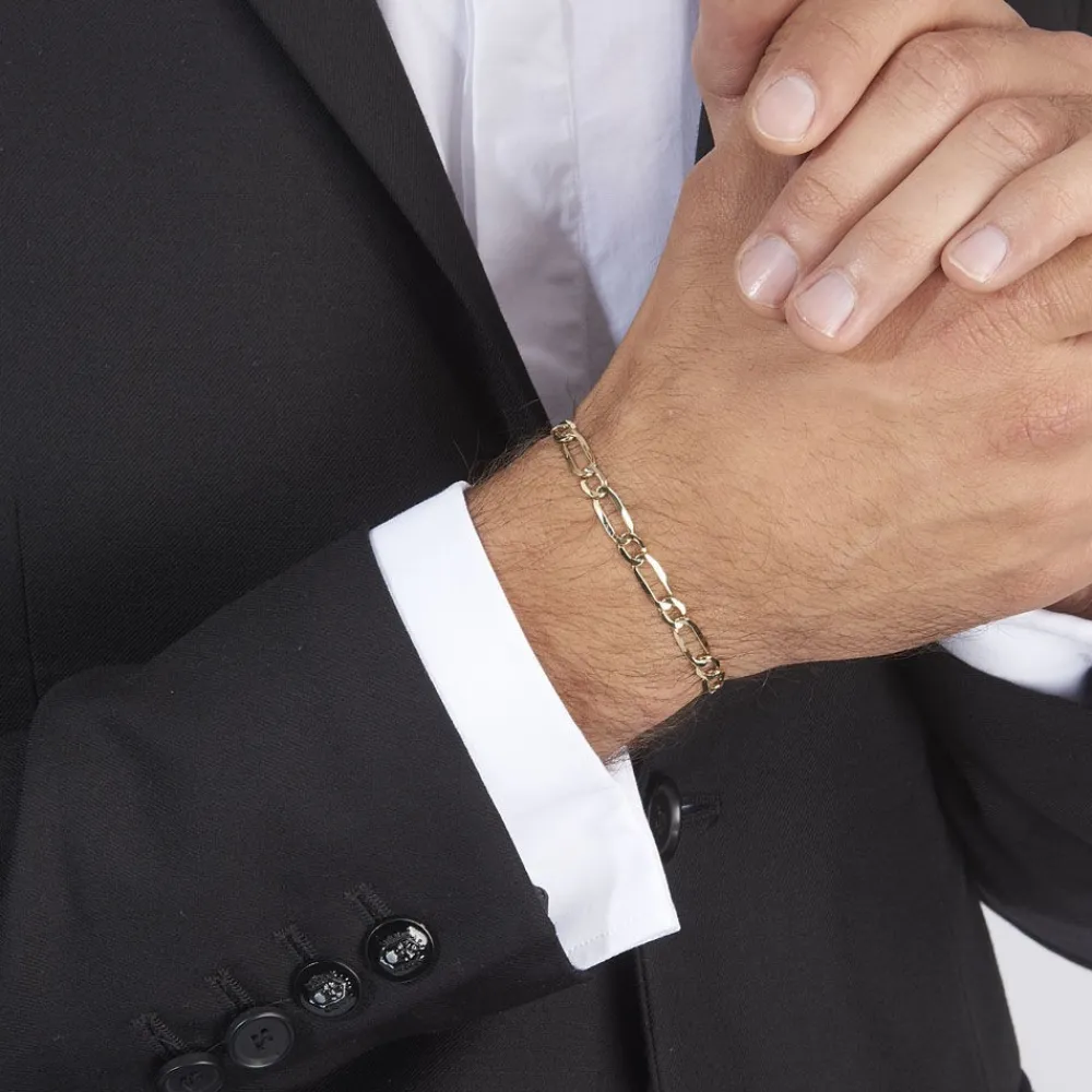 Marc Orian Bracelets Or|Bracelets Homme > Bracelet Ophelio Maille Alternee 1/1 Or Jaune