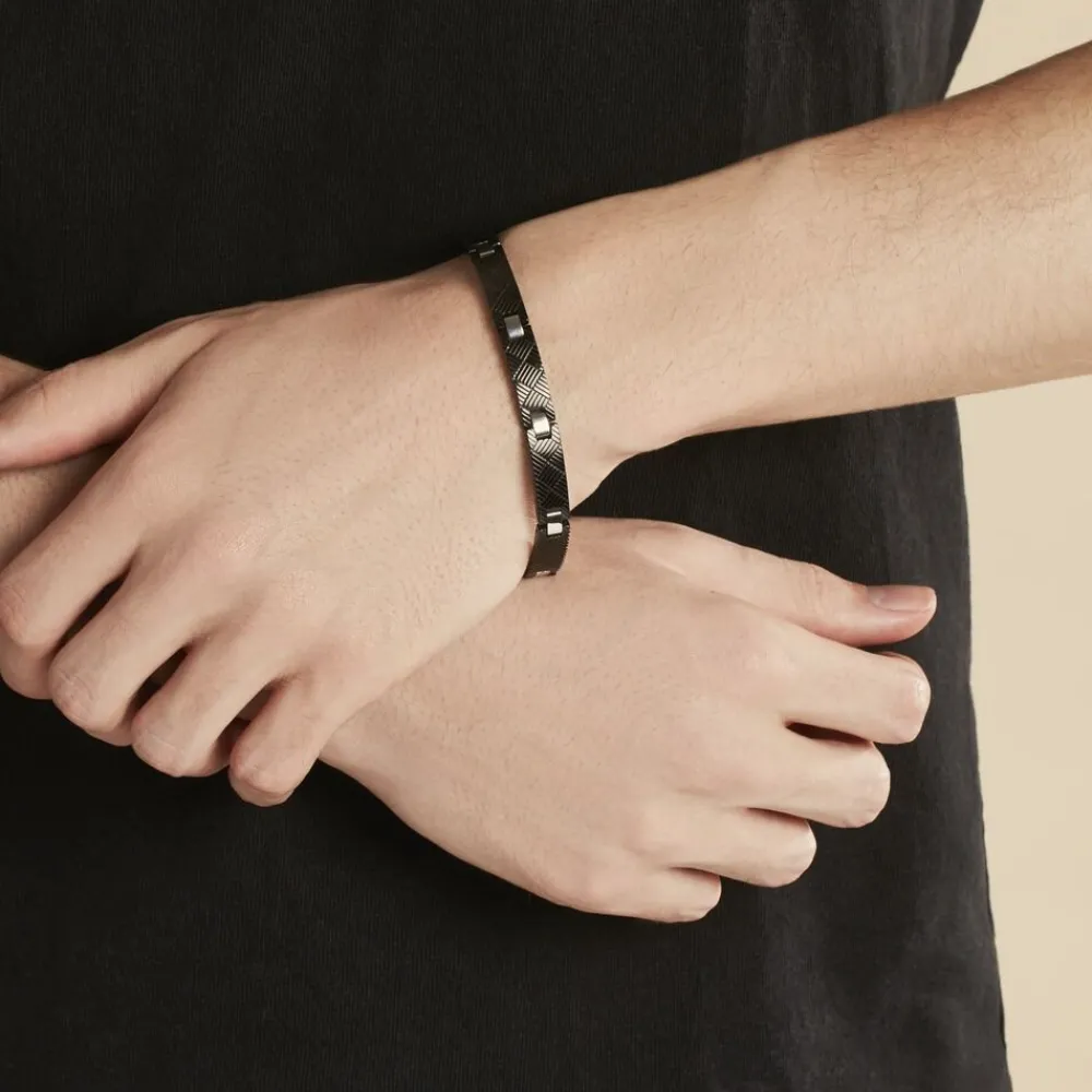 PHEBUS HIM Bracelets Homme|Bracelets Acier Inoxydable > Bracelet Acier Blanc Et Noir