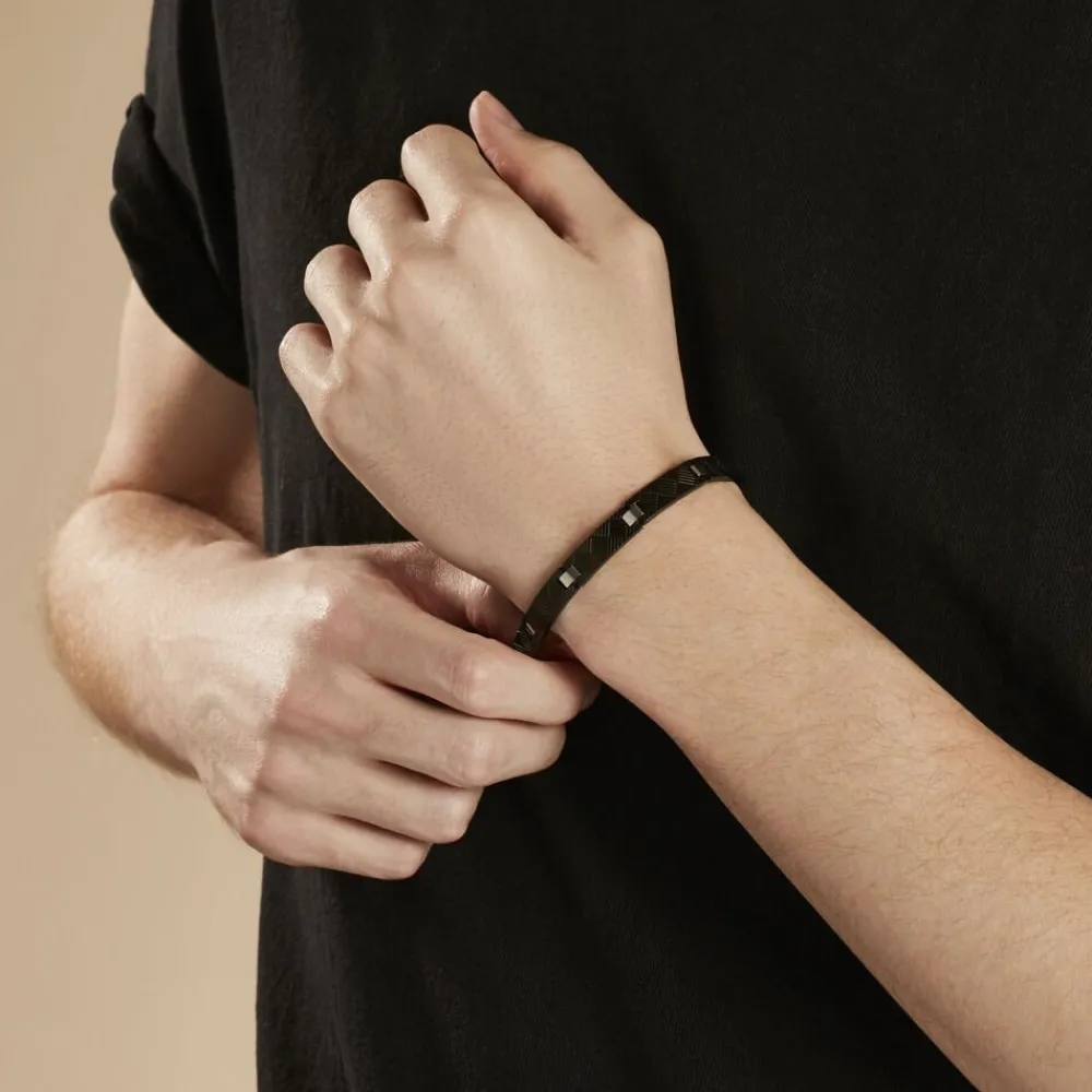 PHEBUS HIM Bracelets Homme|Bracelets Acier Inoxydable > Bracelet Acier Blanc Et Noir