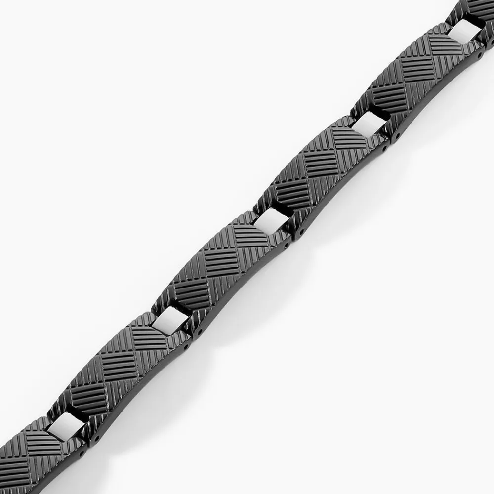 PHEBUS HIM Bracelets Homme|Bracelets Acier Inoxydable > Bracelet Acier Blanc Et Noir